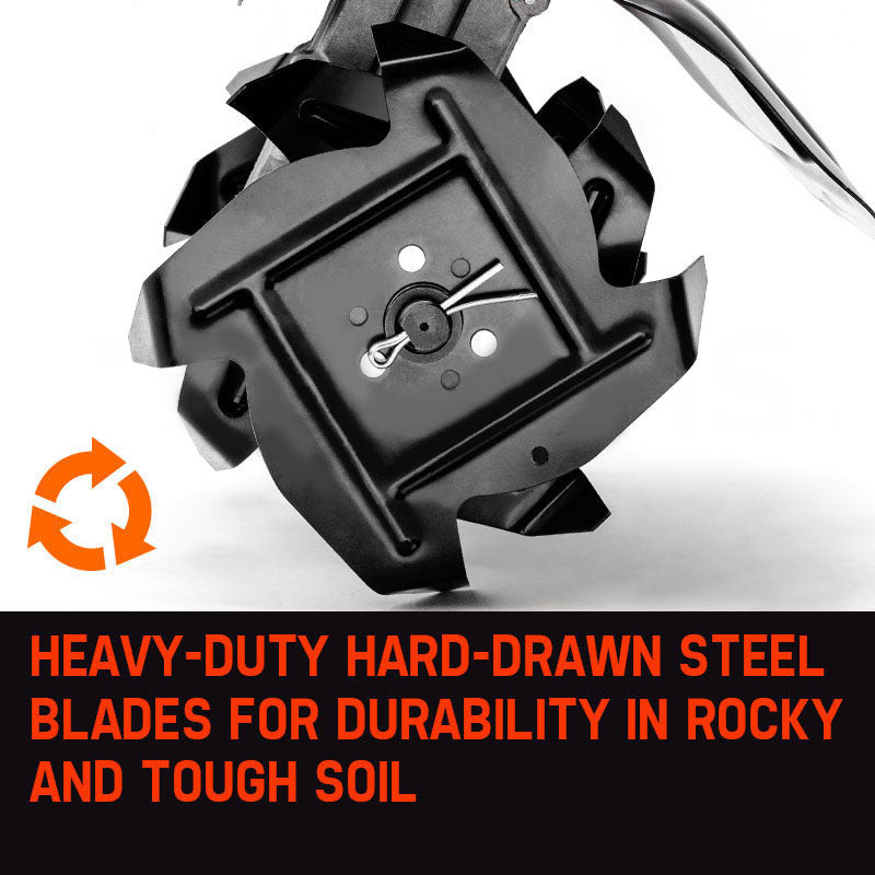 26mm Pole Tiller Attachment for Deep Soil Cultivation with Steel Blades