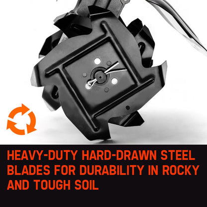 26mm Pole Tiller Attachment for Deep Soil Cultivation with Steel Blades