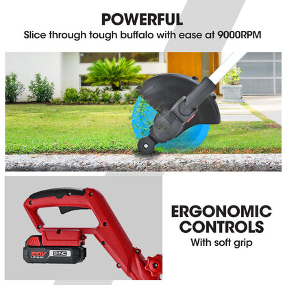 Cordless 2-in-1 Line Trimmer & Edger, 20V Battery, 3 Angle Settings