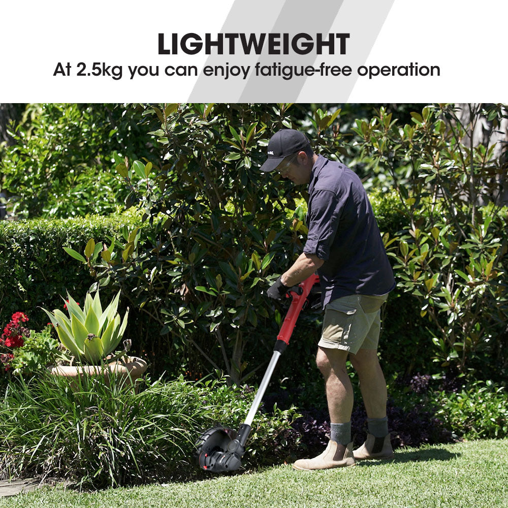 20V Cordless 2-in-1 Line Trimmer & Lawn Edger with Adjustable Head and Guide Wheel