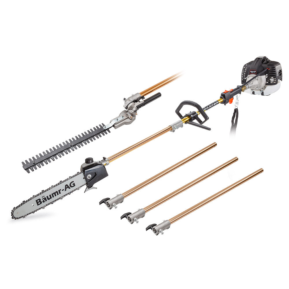 65cc Multi-Tool: 0.3m Chainsaw & Hedge Trimmer Attachments, 3m Reach