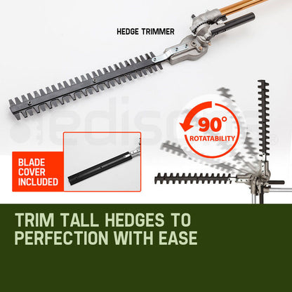 65cc Multi-Tool: 0.3m Chainsaw & Hedge Trimmer Attachments, 3m Reach