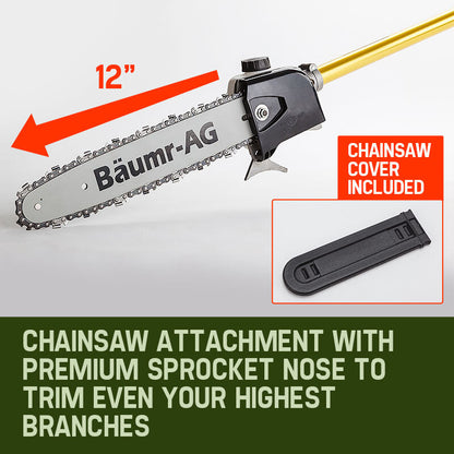 65cc Pole Chainsaw Pruner with Extension Pole and Safety Accessory Kit