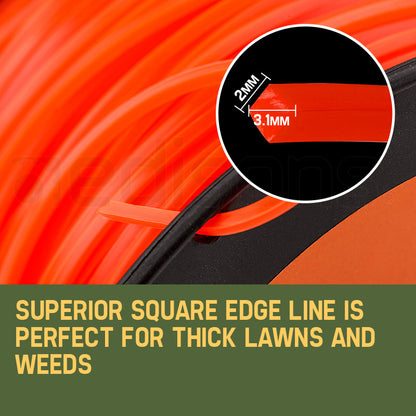 Heavy-Duty 3.1mm x 120m Square Edge Trimmer Line for Precision Cutting