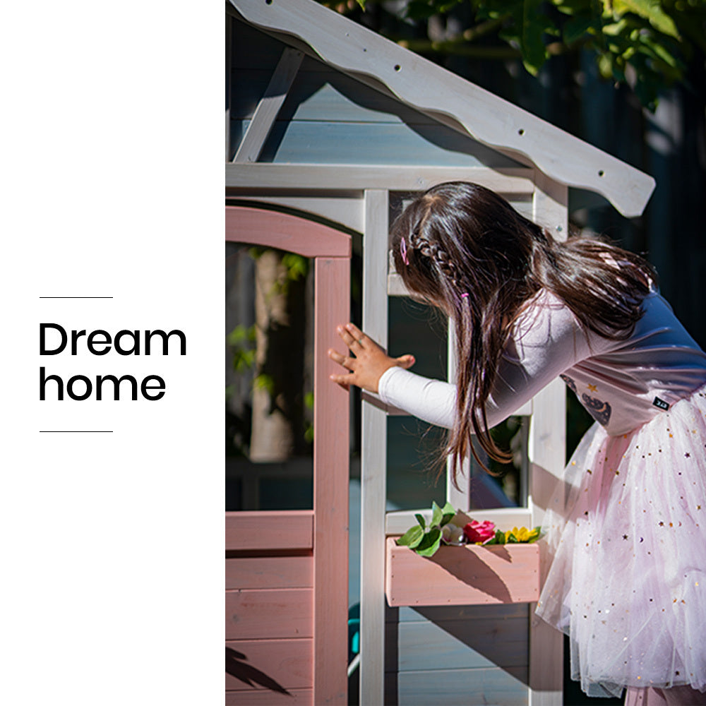 DIY Timber Cottage Playhouse for Kids - Weather-Resistant with Planter Boxes