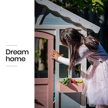 DIY Timber Cottage Playhouse for Kids - Weather-Resistant with Planter Boxes