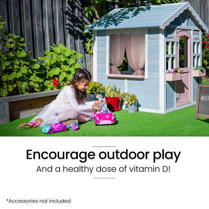 DIY Timber Cottage Playhouse for Kids - Weather-Resistant with Planter Boxes