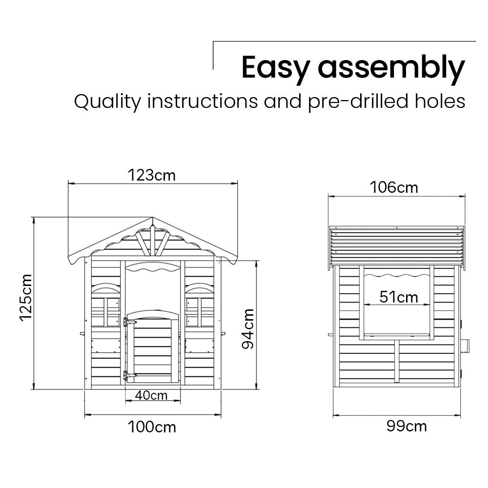 DIY Timber Cottage Playhouse for Kids - Weather-Resistant with Planter Boxes