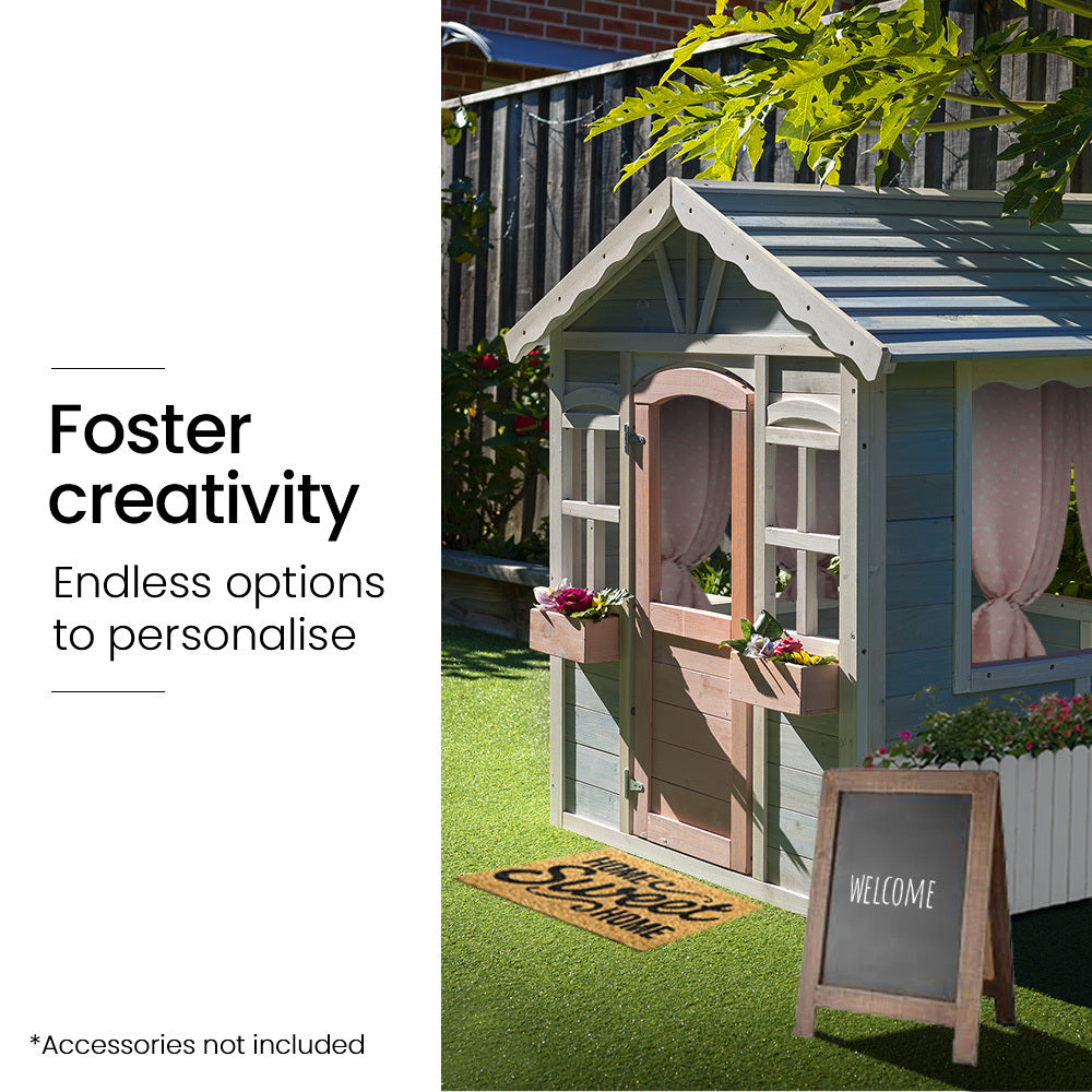 DIY Timber Cottage Playhouse for Kids - Weather-Resistant with Planter Boxes