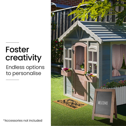 DIY Timber Cottage Playhouse for Kids - Weather-Resistant with Planter Boxes