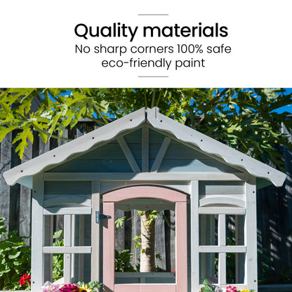 DIY Timber Cottage Playhouse for Kids - Weather-Resistant with Planter Boxes