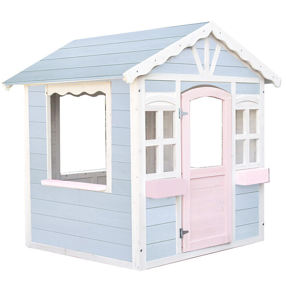 DIY Timber Cottage Playhouse for Kids - Weather-Resistant with Planter Boxes