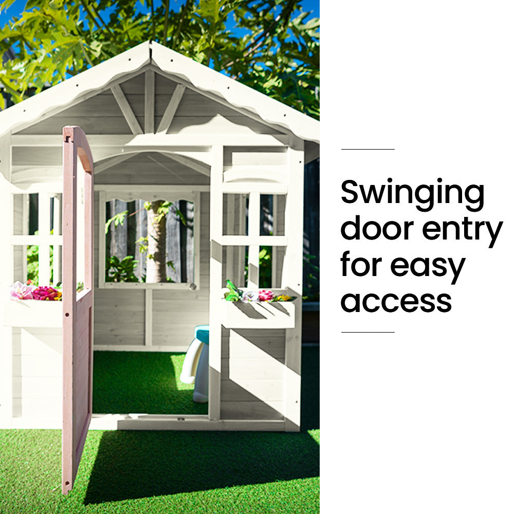 Timber Cottage Style Outdoor Playhouse for Kids with Safe & Customizable Design