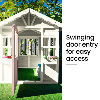 Timber Cottage Style Outdoor Playhouse for Kids with Safe & Customizable Design