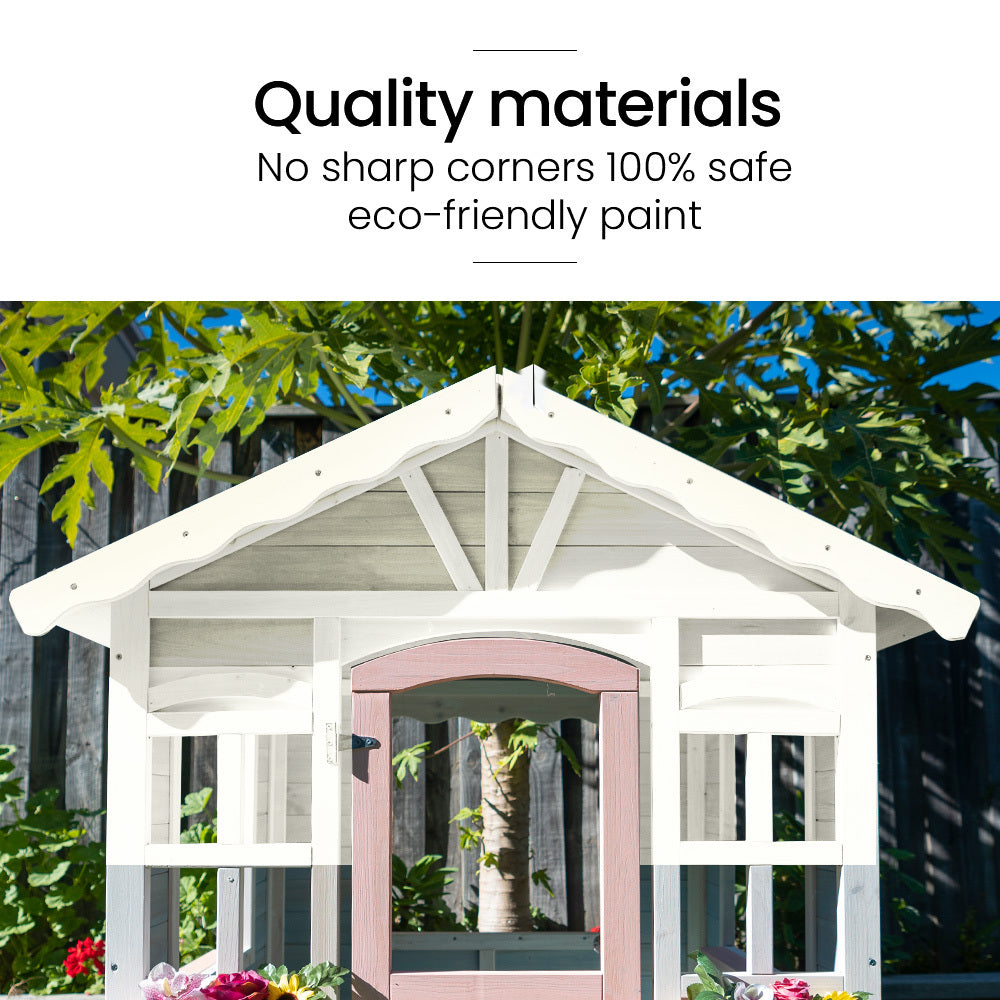 Timber Cottage Style Outdoor Playhouse for Kids with Safe & Customizable Design