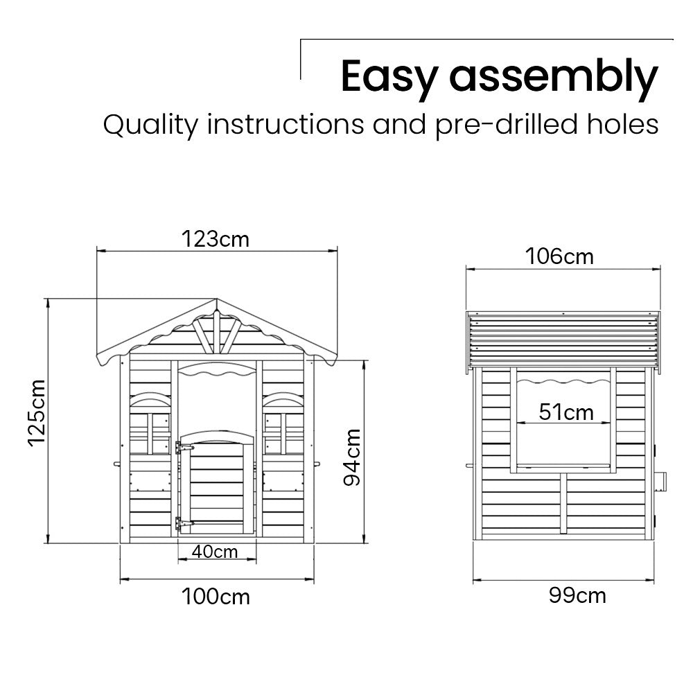 Timber Cottage Style Outdoor Playhouse for Kids with Safe & Customizable Design