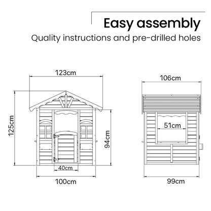 Timber Cottage Style Outdoor Playhouse for Kids with Safe & Customizable Design