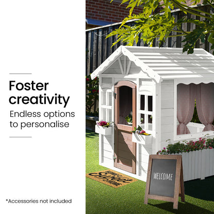 Timber Cottage Style Outdoor Playhouse for Kids with Safe & Customizable Design