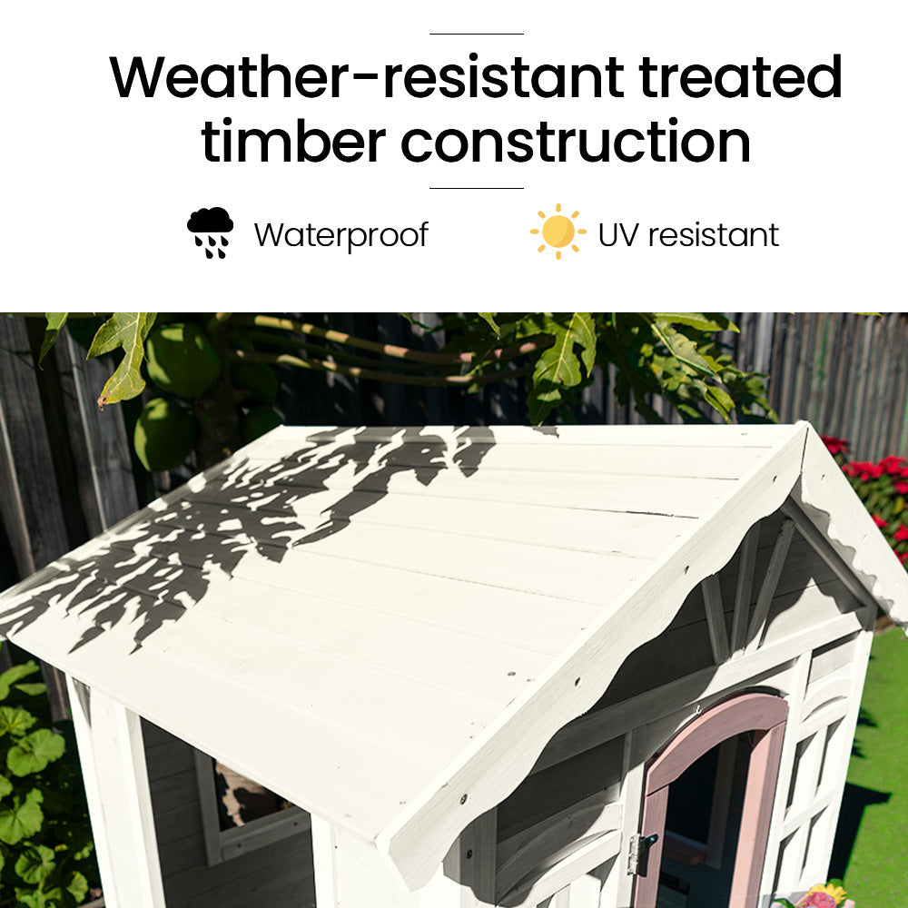 Timber Cottage Style Outdoor Playhouse for Kids with Safe & Customizable Design