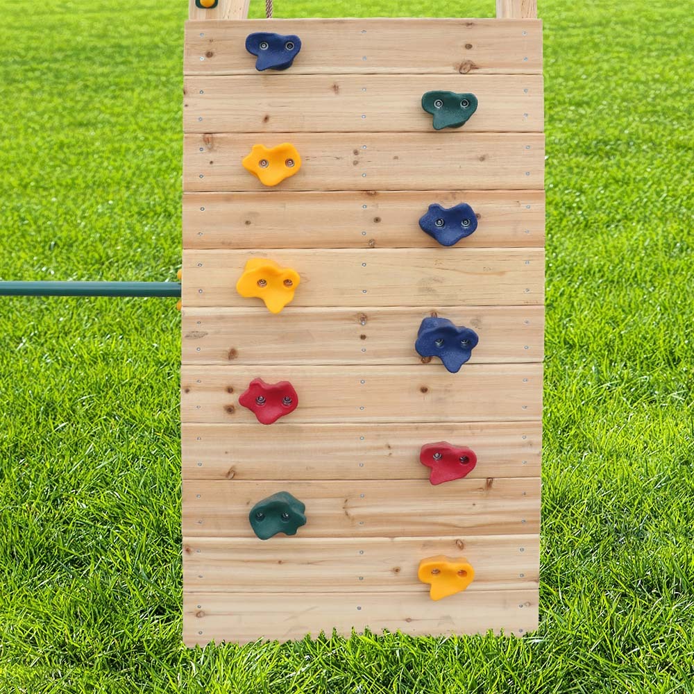 Wooden Climbing Frame Set with Rope Ladder and Disc Swing - Outdoor Playset