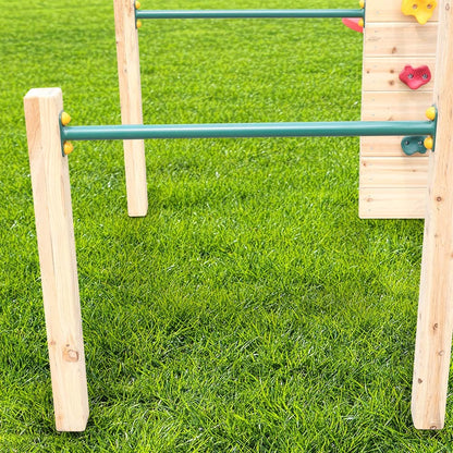 Wooden Climbing Frame Set with Rope Ladder and Disc Swing - Outdoor Playset