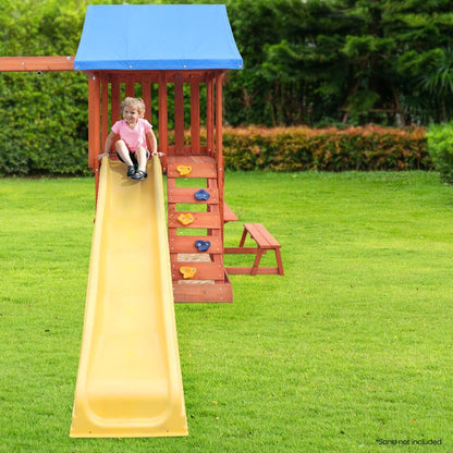 Outdoor Play Set with Slide, Swings, Climbing Wall & Sandpit - 2.5m Design