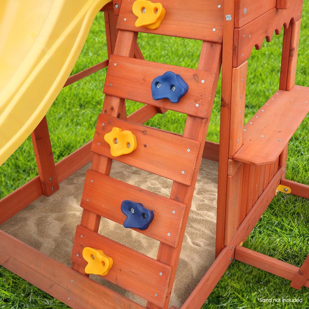 Outdoor Play Set with Slide, Swings, Climbing Wall & Sandpit - 2.5m Design