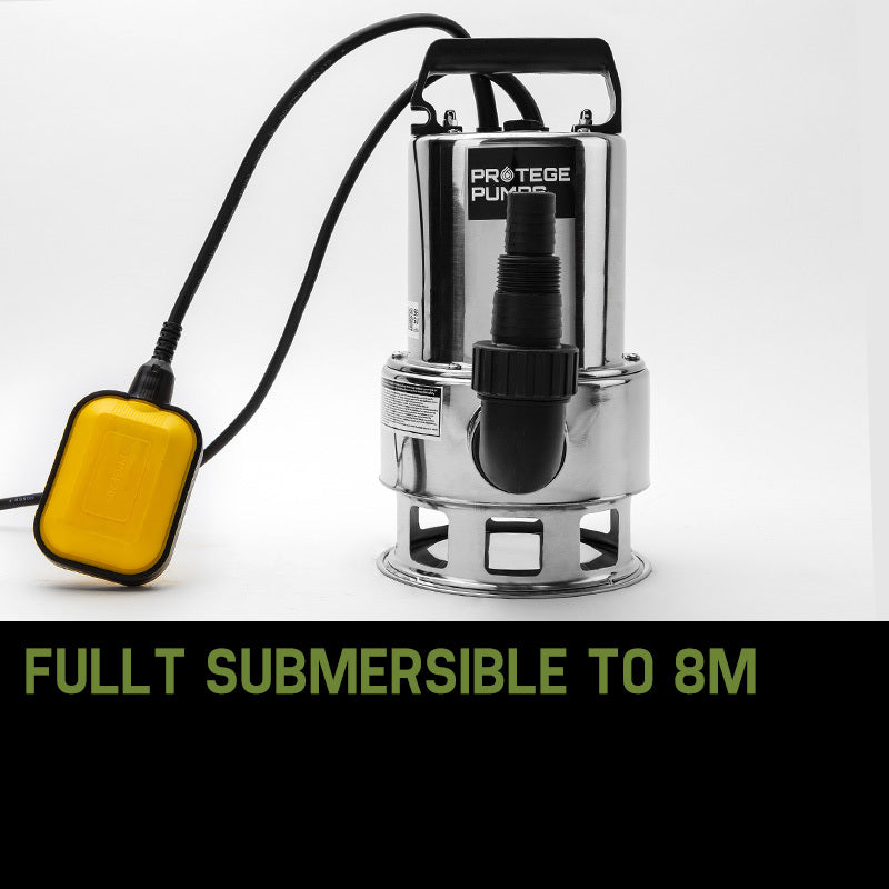 1500W Submersible Pump for Dirty Water, Stainless Steel, 18,000L/h, 0.08m Depth