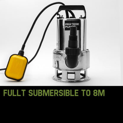 1500W Submersible Pump for Dirty Water, Stainless Steel, 18,000L/h, 0.08m Depth