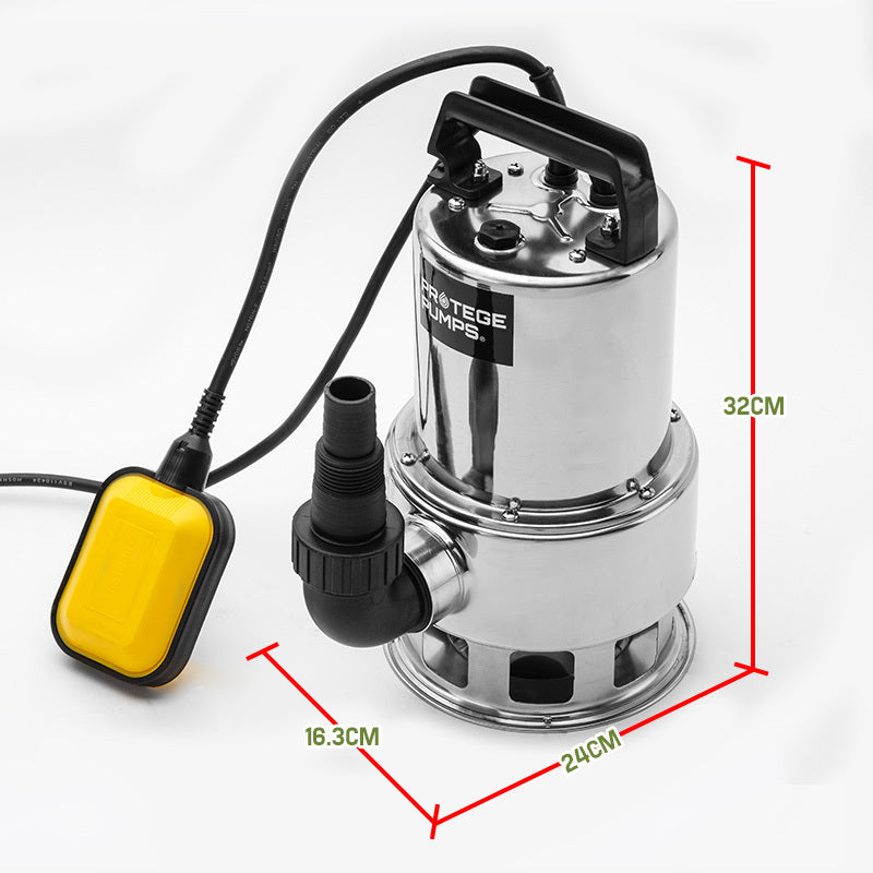 1500W Submersible Pump for Dirty Water, Stainless Steel, 18,000L/h, 0.08m Depth