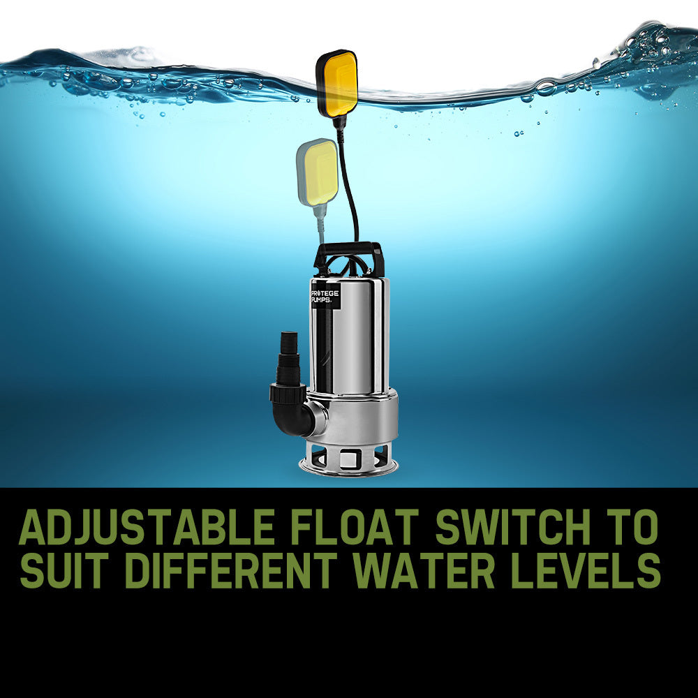 2000W Submersible Dirty Water Pump, 24,000 L/h, 12.5m Delivery Height