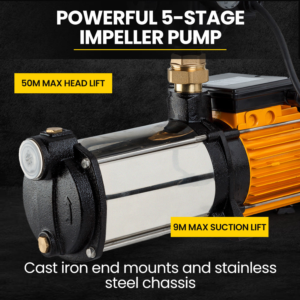 5-Stage High Pressure Water Pump for Farm and Garden Irrigation, 64m Head