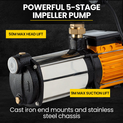 5-Stage High Pressure Water Pump for Farm and Garden Irrigation, 64m Head