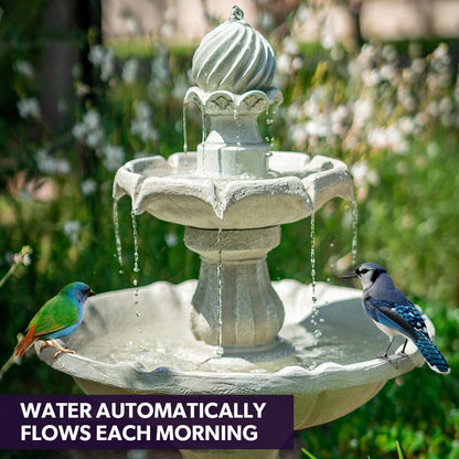 3-Tier Solar Water Fountain with 5m Panel Cable and 10L Capacity