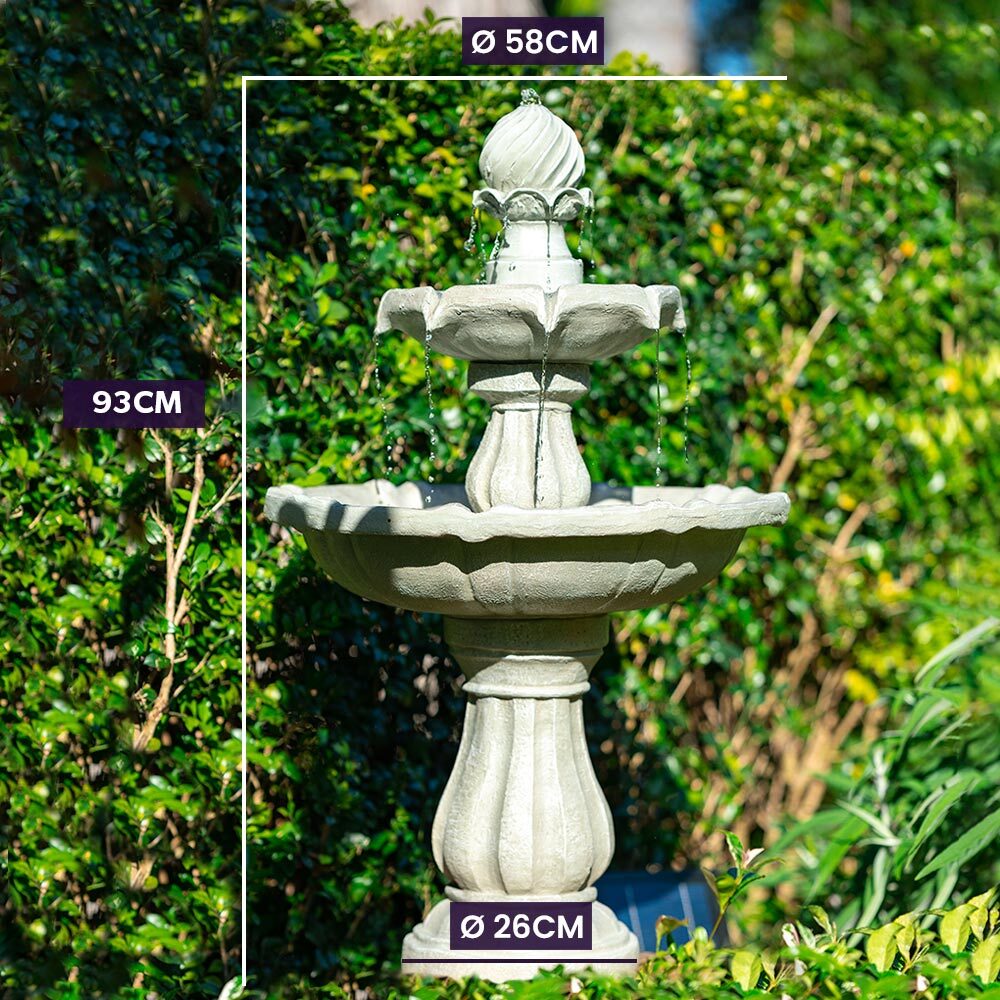 3-Tier Solar Water Fountain with 5m Panel Cable and 10L Capacity