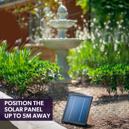 3-Tier Solar Water Fountain with 5m Panel Cable and 10L Capacity