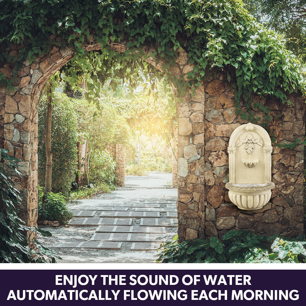 Classic Solar Water Fountain with LED Lights, Wall Mount or Freestanding, 5m Cable