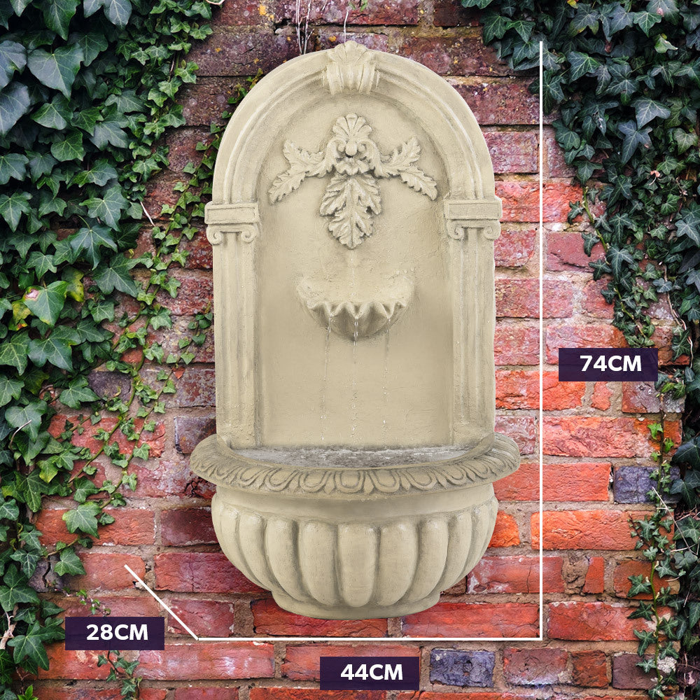 Classic Solar Water Fountain with LED Lights, Wall Mount or Freestanding, 5m Cable