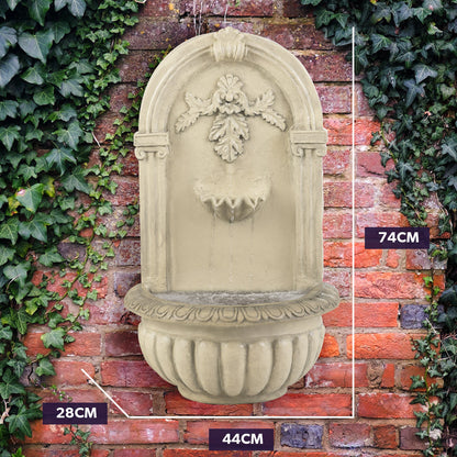 Classic Solar Water Fountain with LED Lights, Wall Mount or Freestanding, 5m Cable