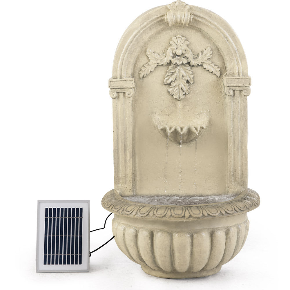 Classic Solar Water Fountain with LED Lights, Wall Mount or Freestanding, 5m Cable