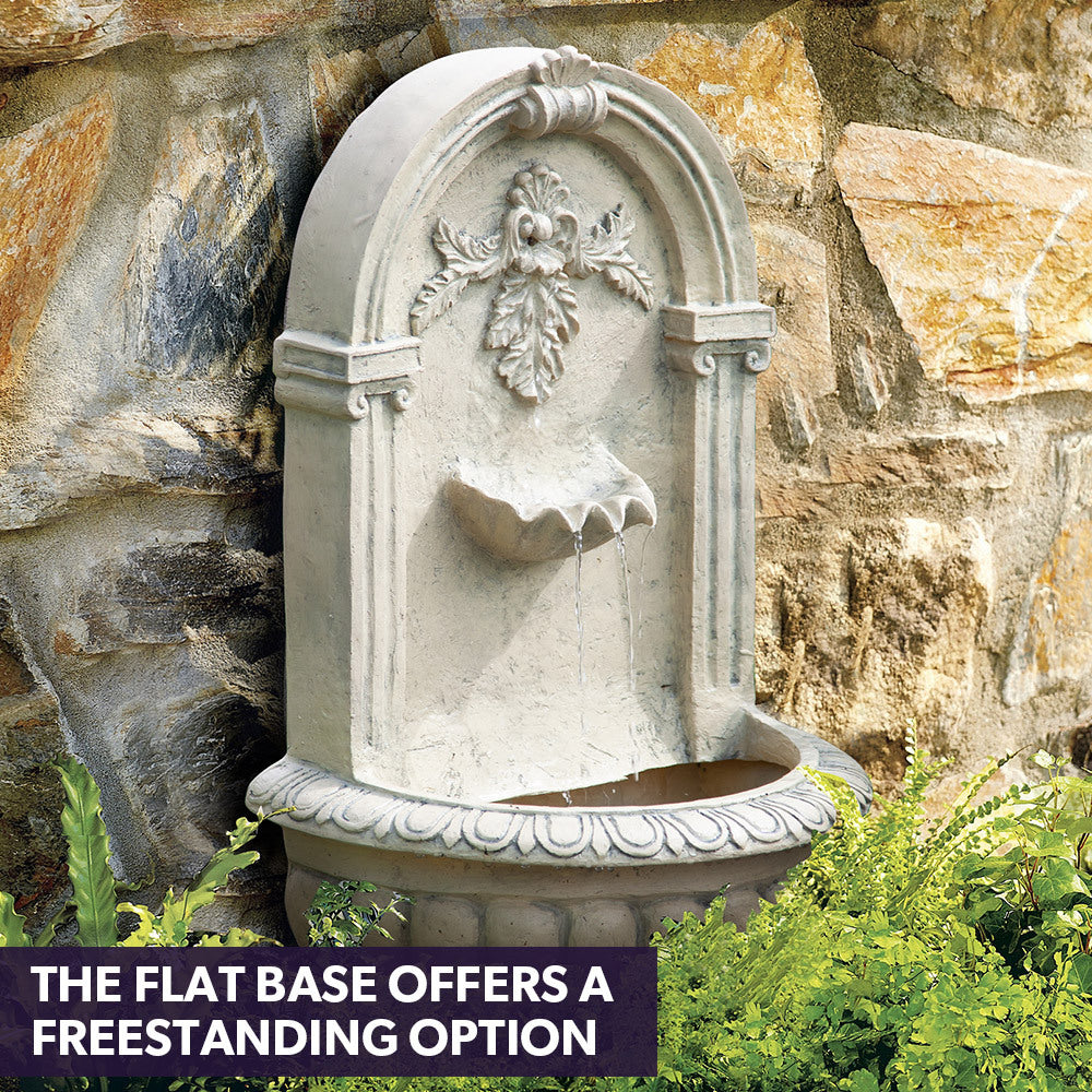 Classic Solar Water Fountain with LED Lights, Wall Mount or Freestanding, 5m Cable