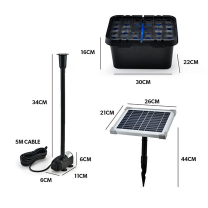 5W Solar Pond Fountain Kit with Eco Filter and Polycrystalline Panel