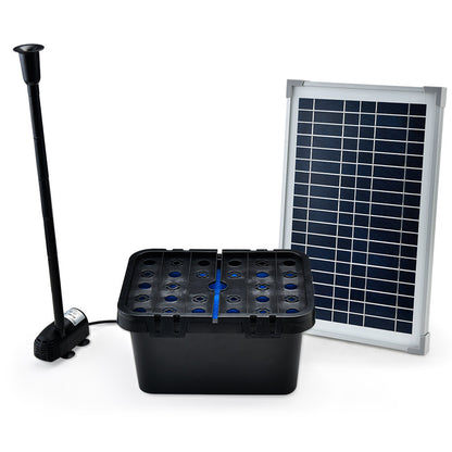 Solar-Powered Pond Fountain Kit with Eco Filter, 1.7m Height, 20W Pump