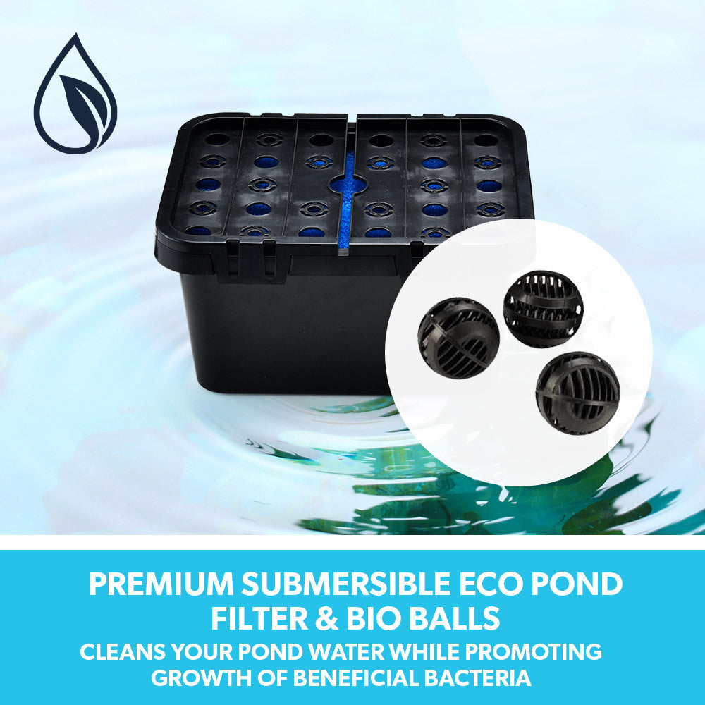 Solar-Powered Pond Fountain Kit with Eco Filter, 1.7m Height, 20W Pump