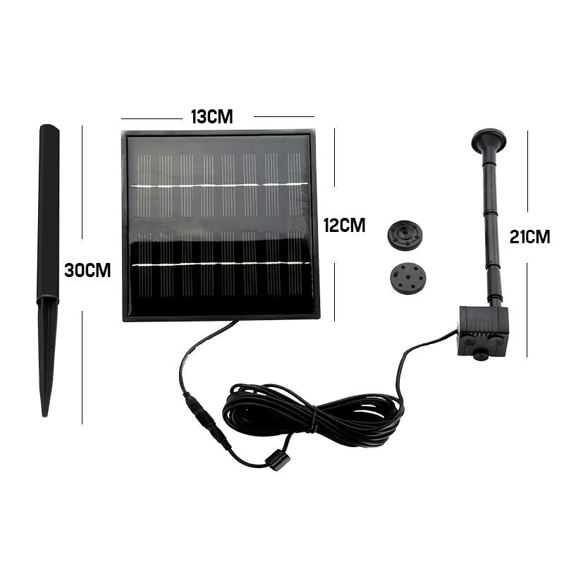 Solar Fountain Pump Kit with Adjustable Height and 5m Cable for Ponds