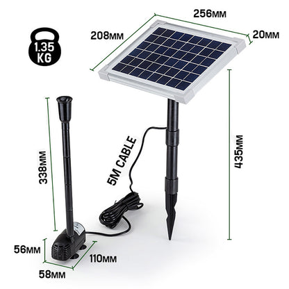 20W Solar Water Pump Kit with 5m Cable for Garden Pond or Aquarium