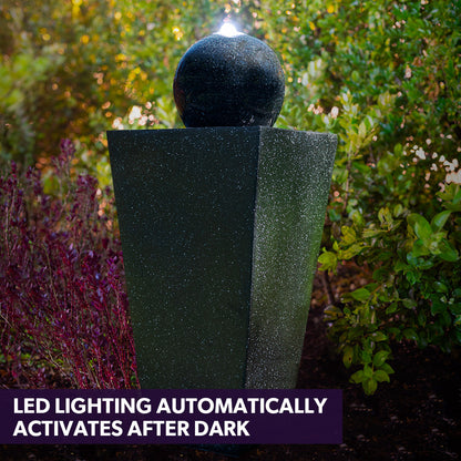 Contemporary Solar Water Fountain with LED Lights - Dark Grey, 5m Range