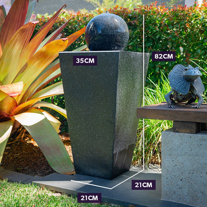 Contemporary Solar Water Fountain with LED Lights - Dark Grey, 5m Range