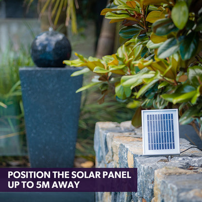 Contemporary Solar Water Fountain with LED Lights - Dark Grey, 5m Range