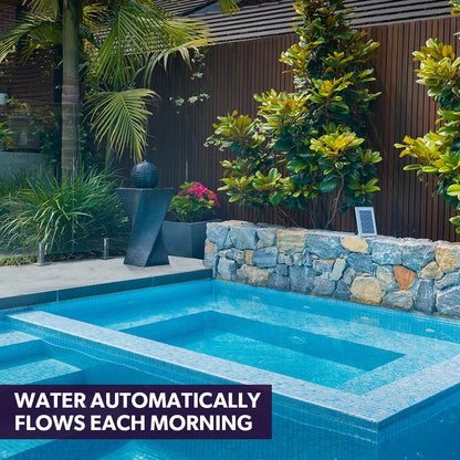 Contemporary Solar Water Feature with LED Lights & 5m Panel Cable, Black